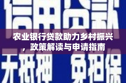 荆州农业银行贷款助力乡村振兴，政策解读与申请指南