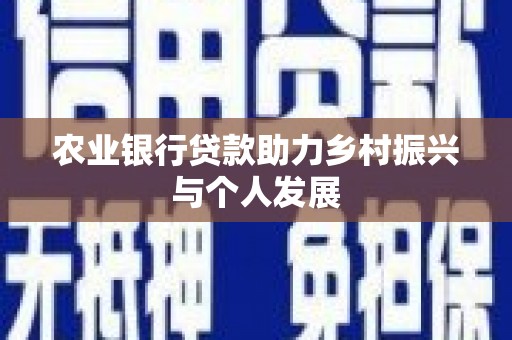荆州农业银行贷款助力乡村振兴与个人发展
