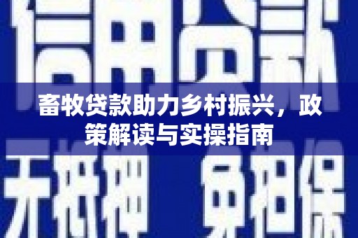 荆州畜牧贷款助力乡村振兴，政策解读与实操指南